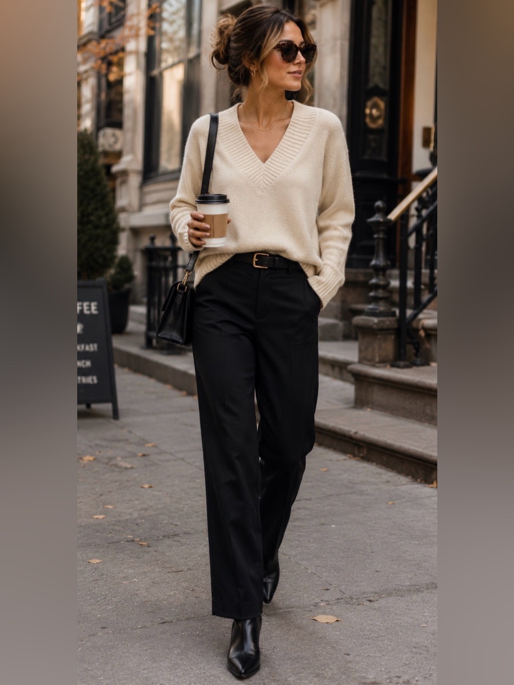 S’EDGE Cream Sequin Shimmer V-Neck Cozy Knit Sweater